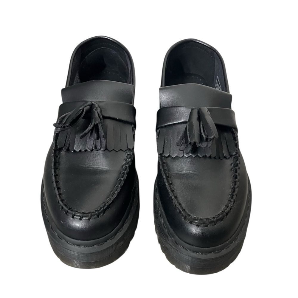 Dr. Martens Adrian Quad Mono Loafers Women's 8 Black Platform Tassel - Picture 2 of 8